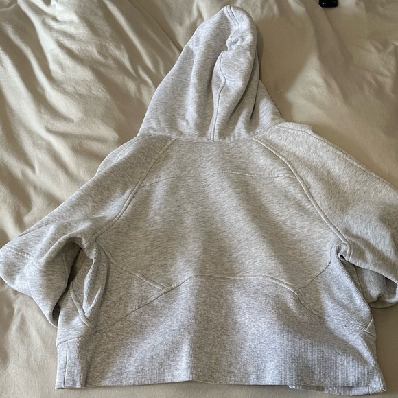 Heathered Core Ultra Light Grey Scuba Oversized Half-Zip Hoodie - Picture 4 of 6
